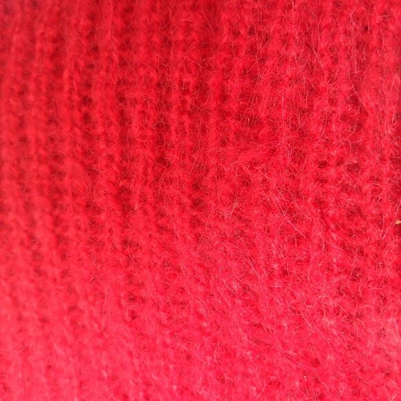 Vintage Y2K Moda Intl Womens S Sweater Cardigan Tunic Red Knit Mohair Blend - Picture 9 of 11